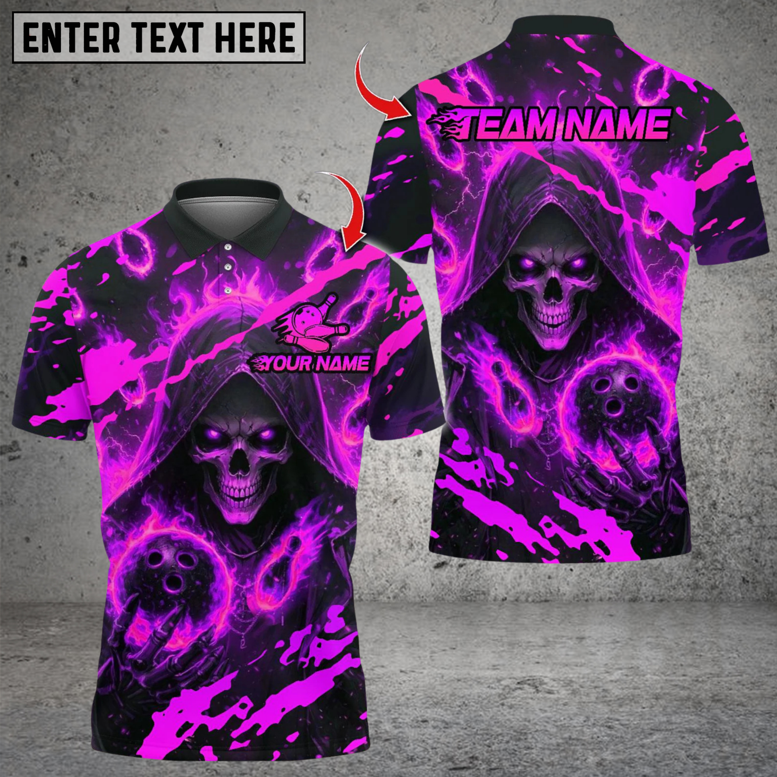 Blisscorners Bowling Flaming Reaper Multicolor Customized Name, Team Name 3D Shirts 8