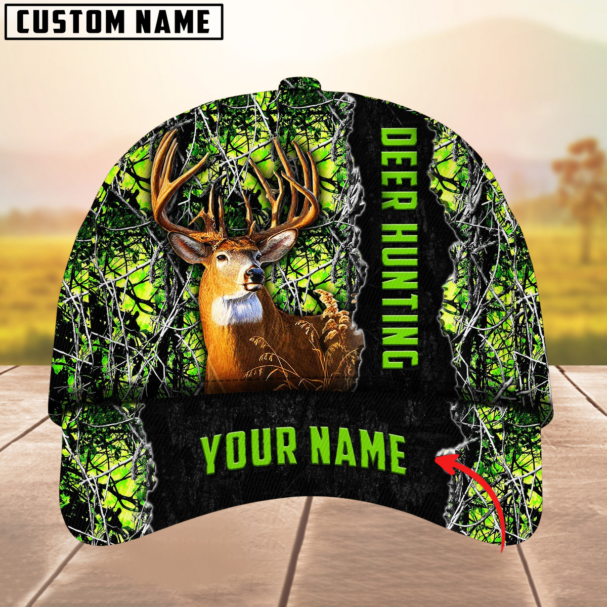 Blisscorners Cool Men’s Camouflage Deer Hunting Multicolor Option Personalized Name 3D Cap