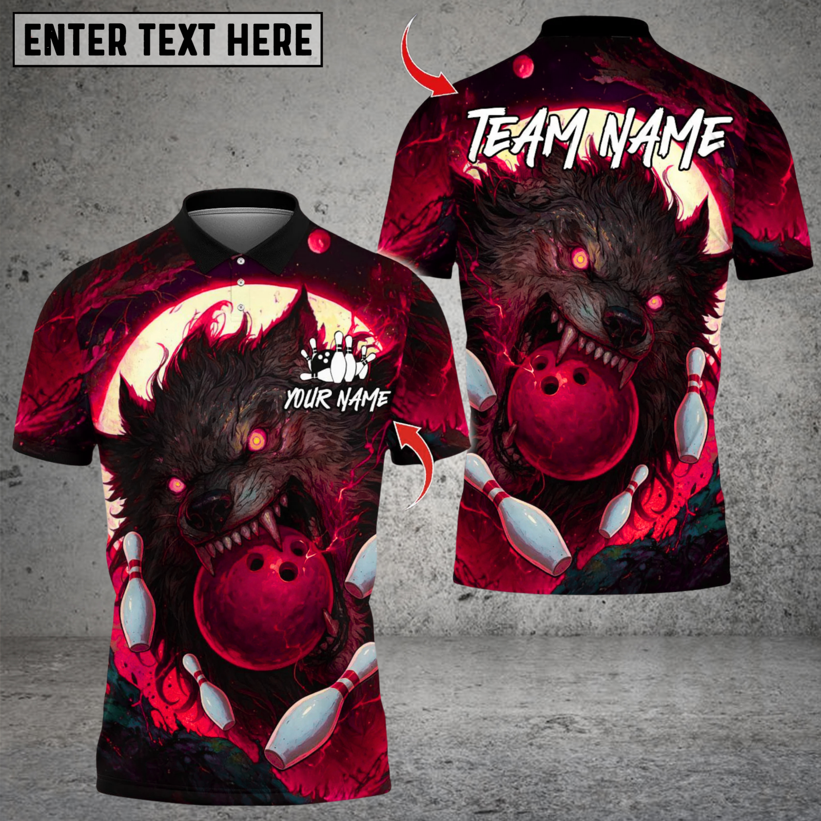 Blisscorners Moon Wolf With Bowling Multicolor Customized Name, Team Name 3D Shirts