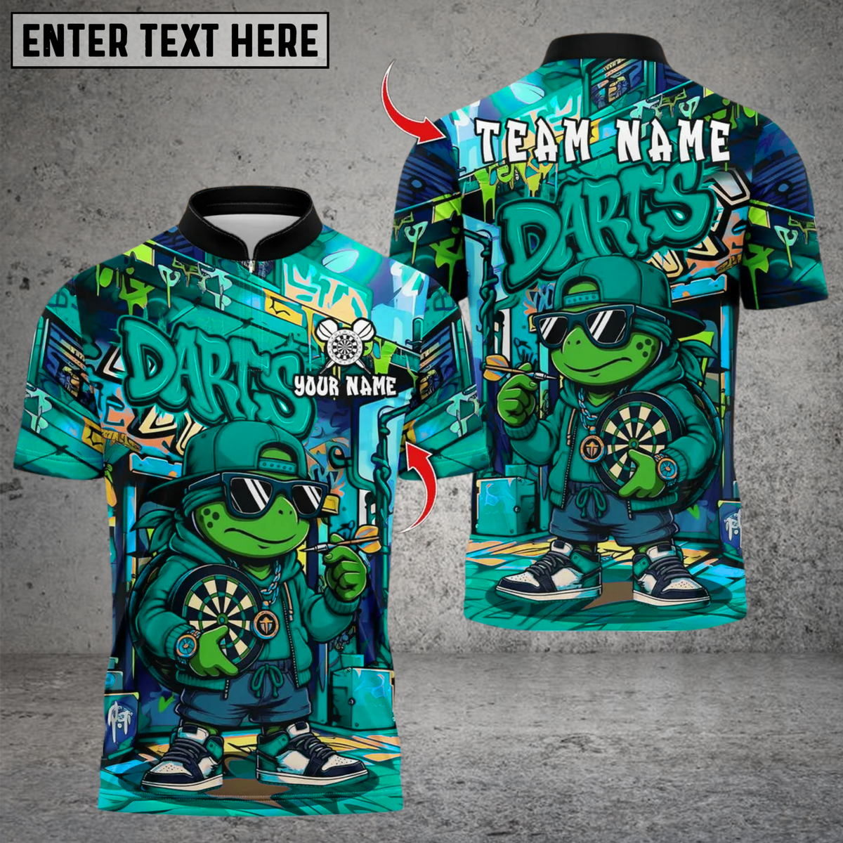Blisscorners Darts Turtle Graffiti Streetwear Multicolor Customized Name, Team Name 3D Shirts