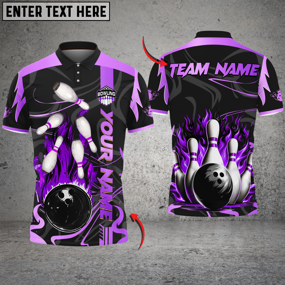 Blisscorners Bowling Golden Fire Strike Multicolor Customized Name, Team Name 3D Shirts