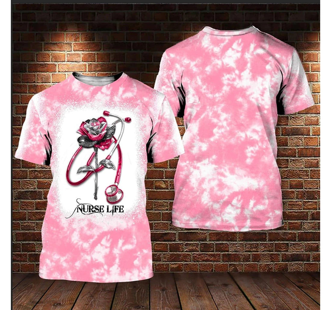 Blisscorners Nurse Life Glitter Rosy Pink Tie Dye Background 3D Printed