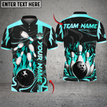 Blisscorners Bowling Golden Fire Strike Multicolor Customized Name, Team Name 3D Shirts
