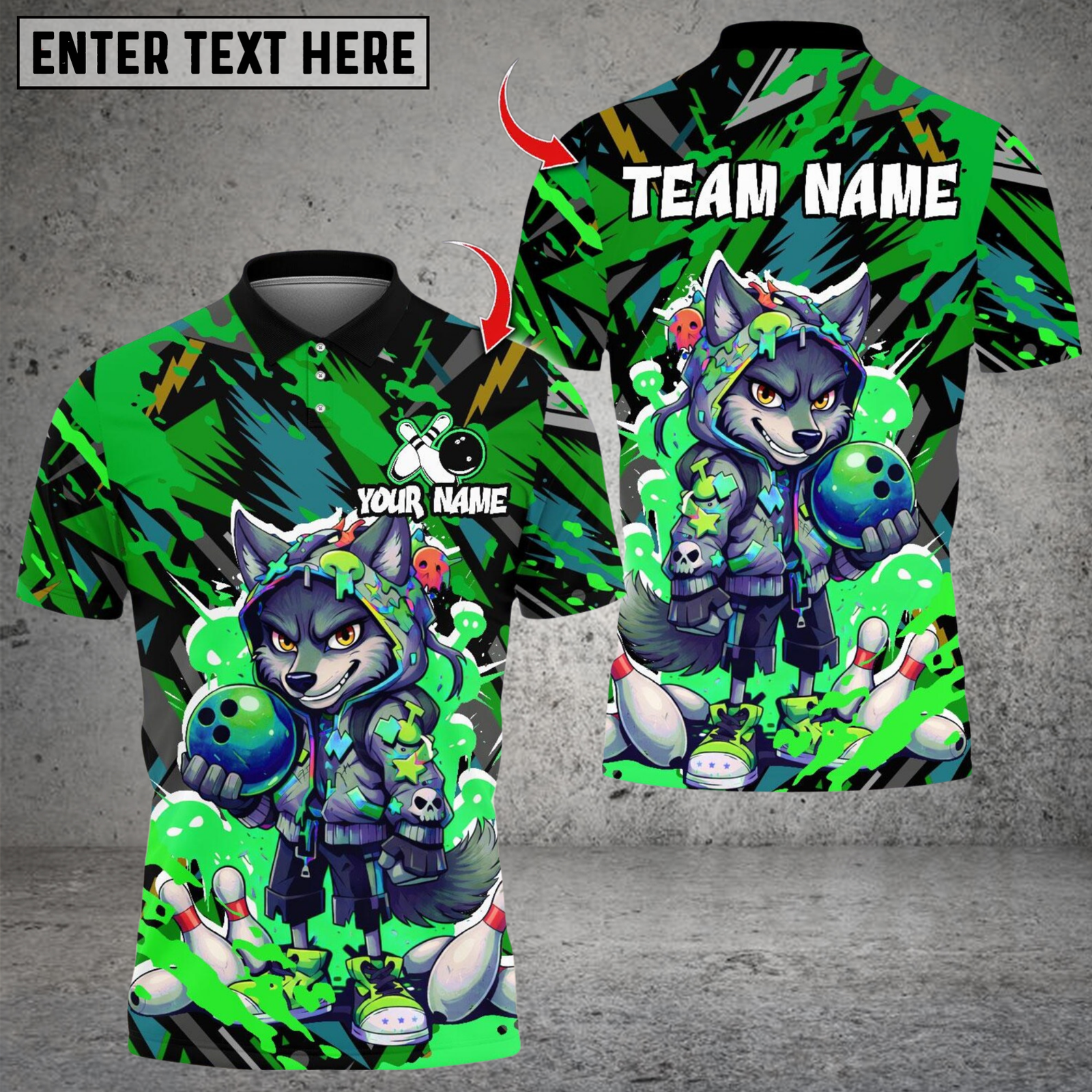 Blisscorners Bowling Graffiti Streetwear Wolf Bowling Multicolor Customized Name, Team Name 3D Shirts