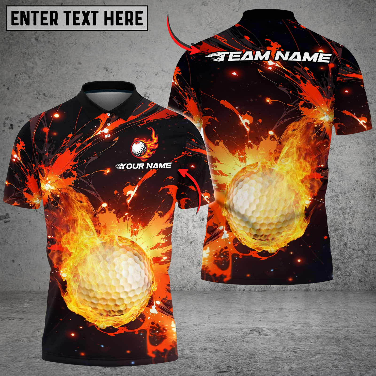 Blisscorners Golf Fireball Multicolor Customized Name, Team Name 3D Shirts