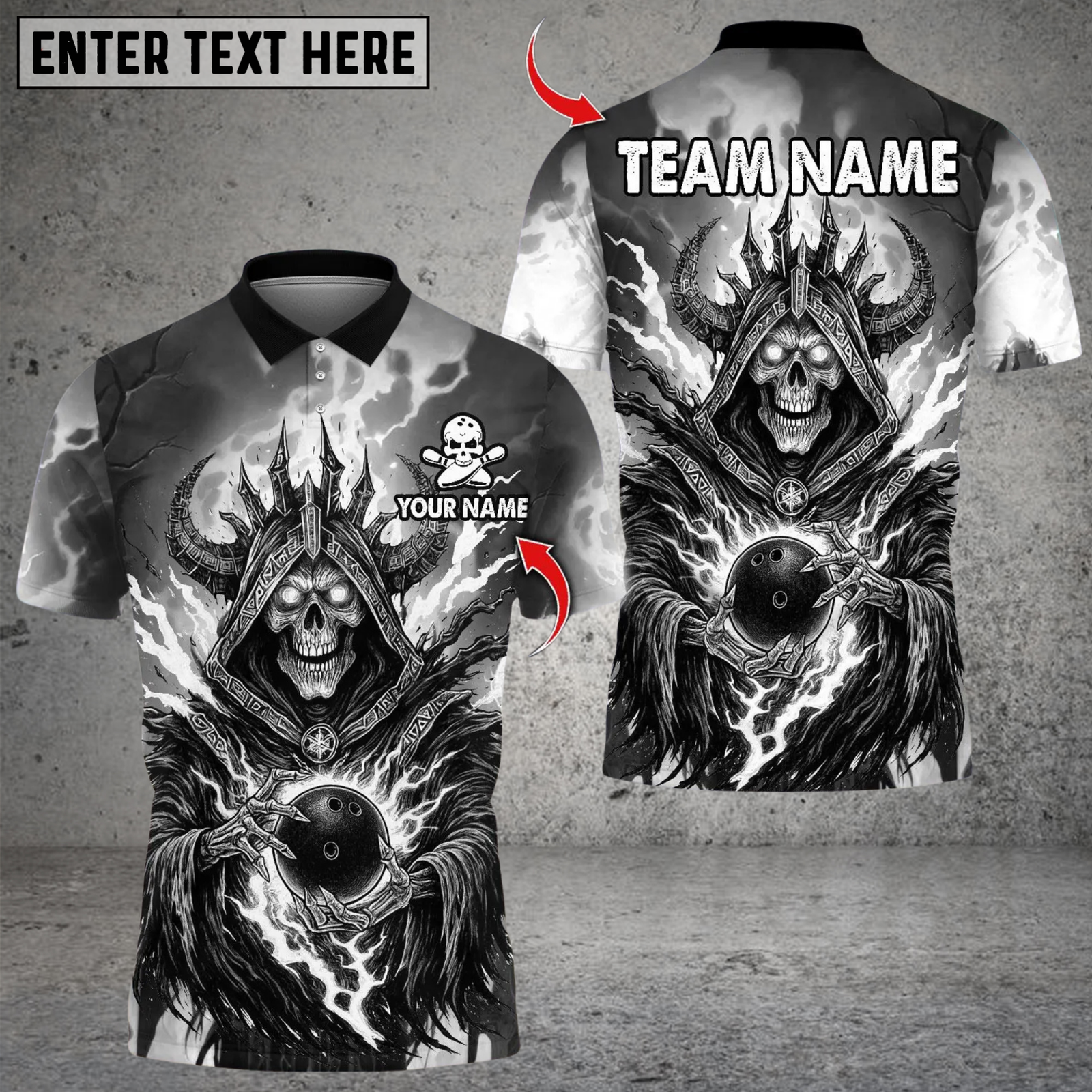 Blisscorners Flame Grim Reaper With Bowling Multicolor Customized Name, Team Name 3D Shirts