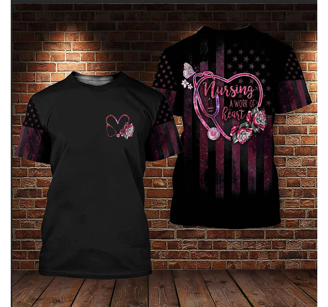 Blisscorners Nurse Life Nursing Is A Work Of Heart Pink Pattern 3D All Over Printed