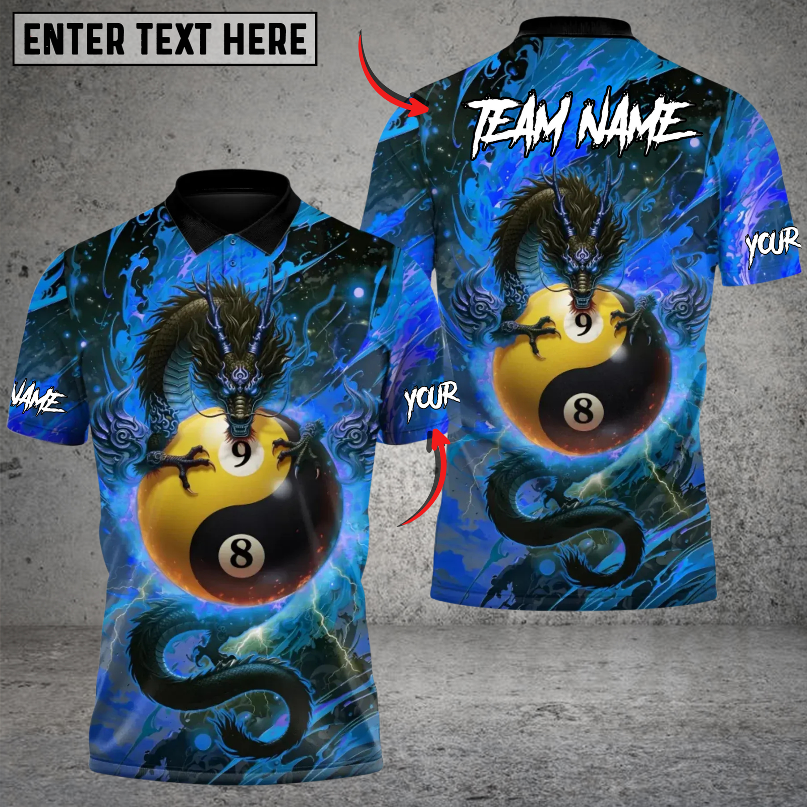 Blisscorners Billiards Azure Dragon Awakening 89 Ball Multicolor Customized Name Team Name 3D Shirt