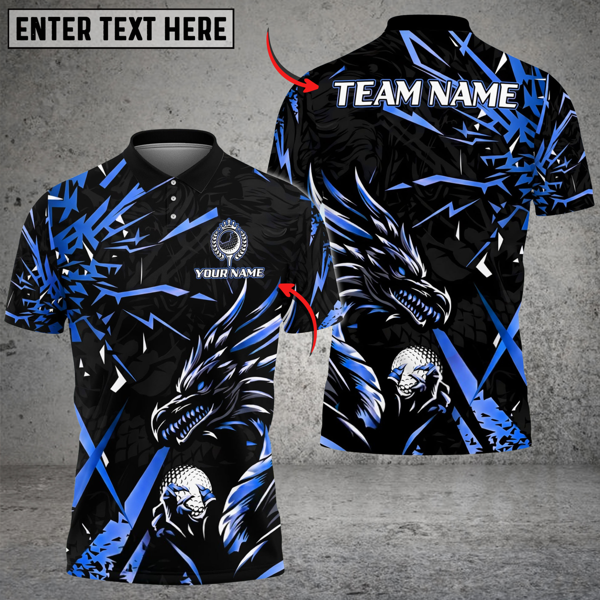 Blisscorners Dragon Lightning Strike Golf Polo Shirt, Customized Name &amp; Team Name 3D Shirts (4 Colors)