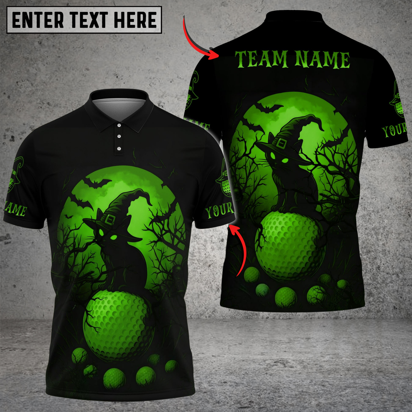 Blisscorners Golf Halloween Black Cat Multicolor Customized Name, Team Name 3D Shirts