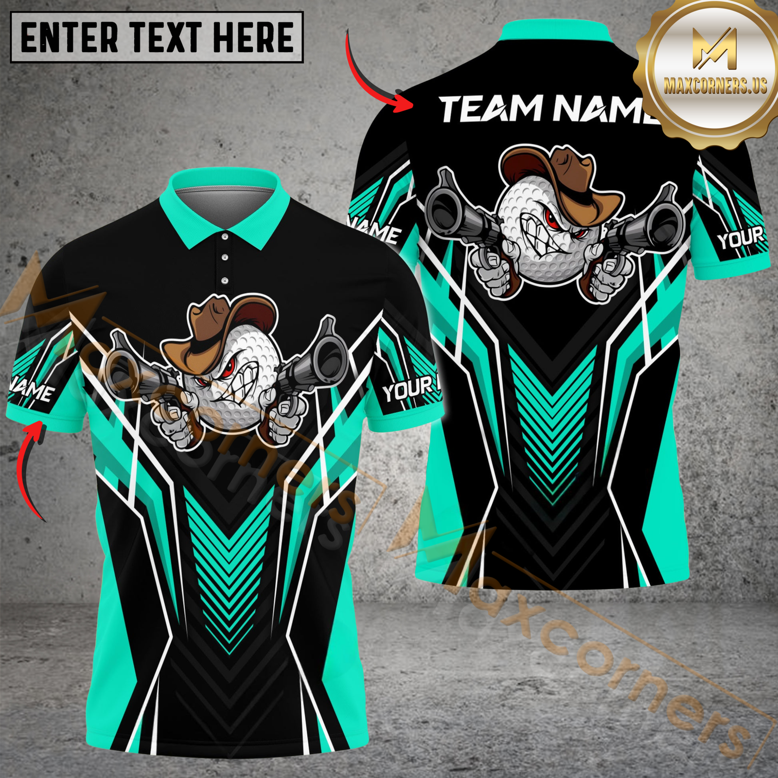 Blisscorners Gunshot Swing Funny Golf Polo Shirt, Customized Name & Team Name 3D Shirts (4 Colors)