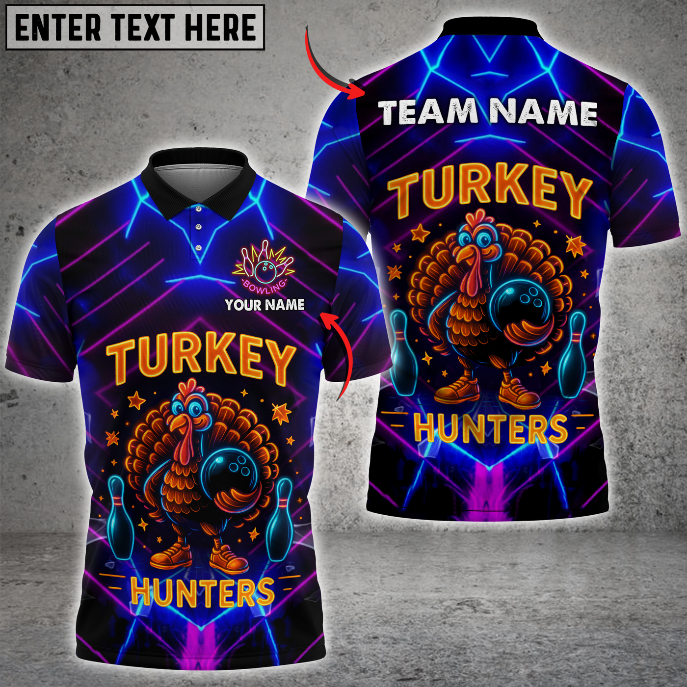 Blisscorners Turkey Hunters With Neon Style Personalized Name 3D Unisex Shirt