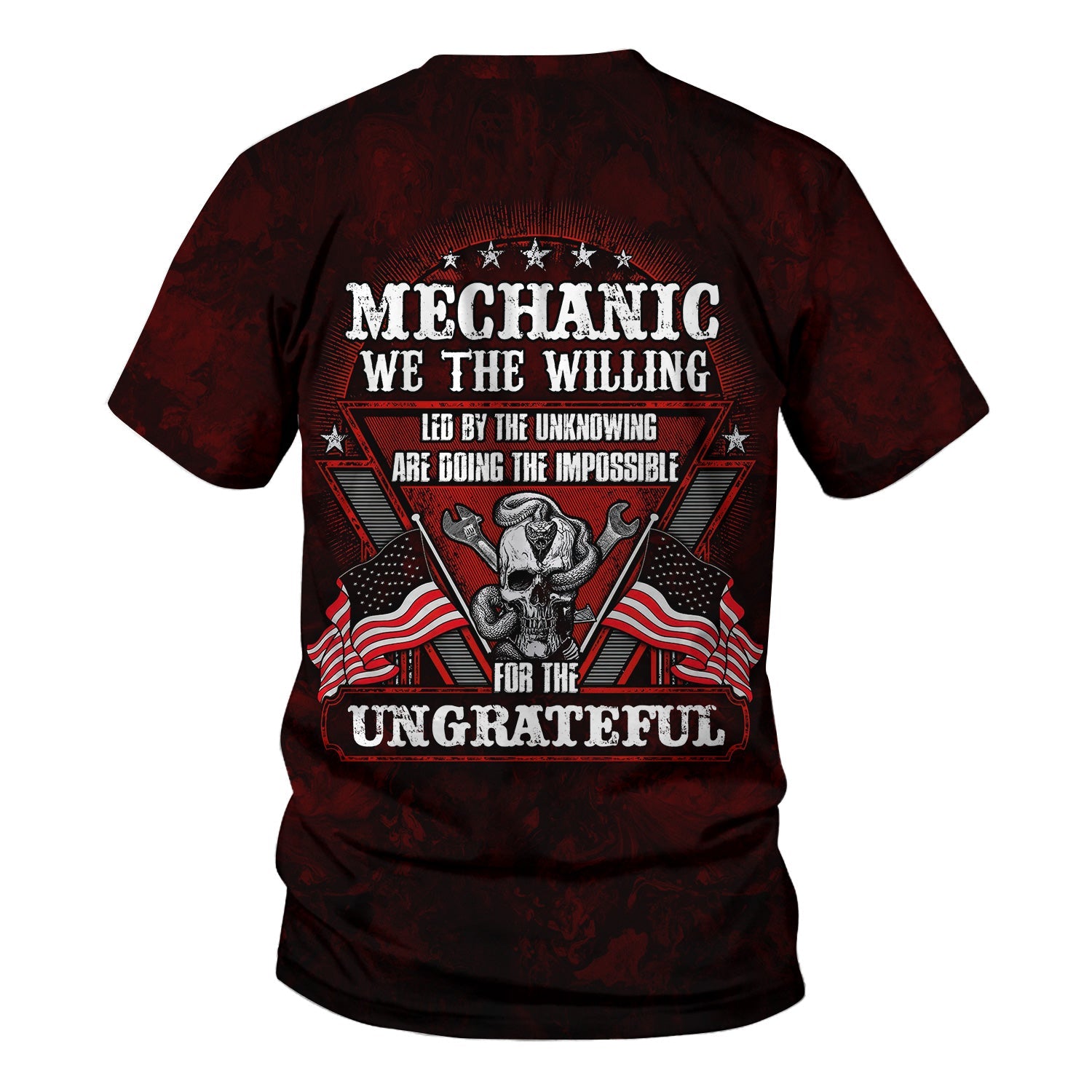 Blisscorners Mechanic Shirt Doing The Impossible For The Ungrateful Skull Wrench Patriotic American Flag Auto Repair Garage Workwear Gift