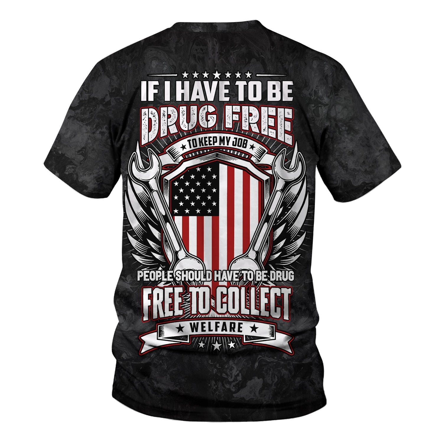 Blisscorners Funny Mechanic T Shirt If I Have To Be Drug Free To Keep My Job American Flag Wrench Auto Repair Garage Workwear Tee Patriotic Gift For Men Dad
