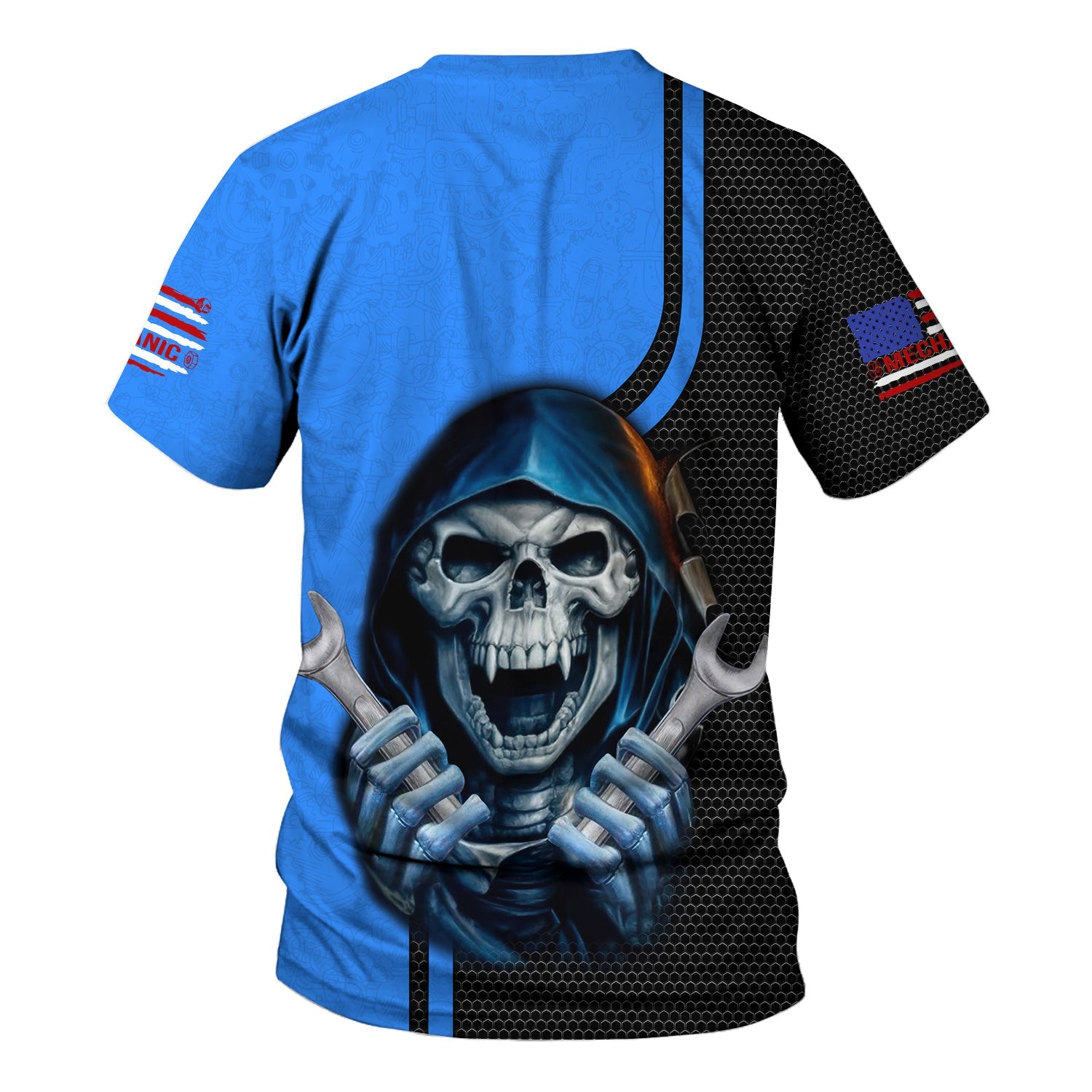 Blisscorners Mechanic Skull Shirt with Wrenches, Cool Automotive Apparel for Car Lovers, Gift for Mechanics & DIY Enthusiasts