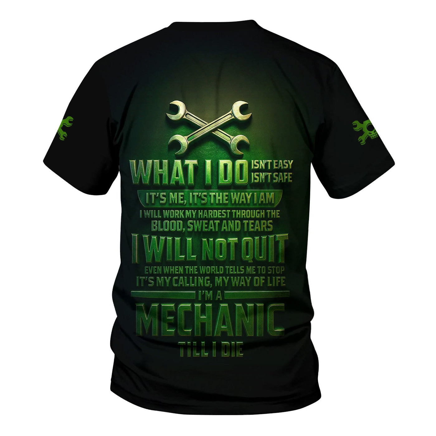 Blisscorners Personalized Mechanic Shirt, I Will Not Quit I'm A Mechanic Till I Die, Zombie and Wrenches Design, Gift For Men