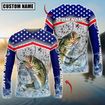 Blisscorners Bass Fishing American Anchor Compass Lighthouse Graphic Custom Name & Team Name 3D Shirts
