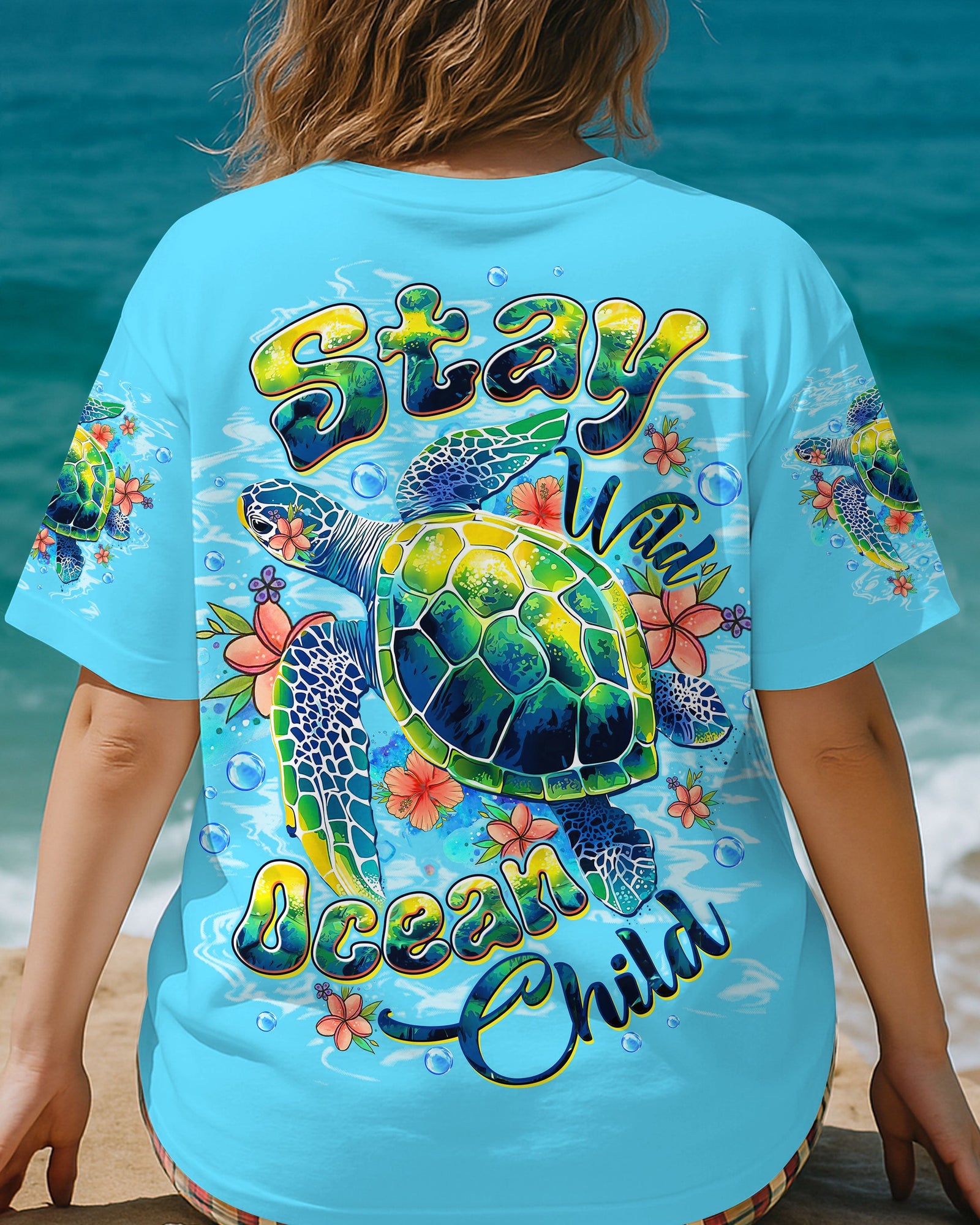 BLISSCORNERS STAY WILD OCEAN CHILD TURTLE ALL OVER PRINT