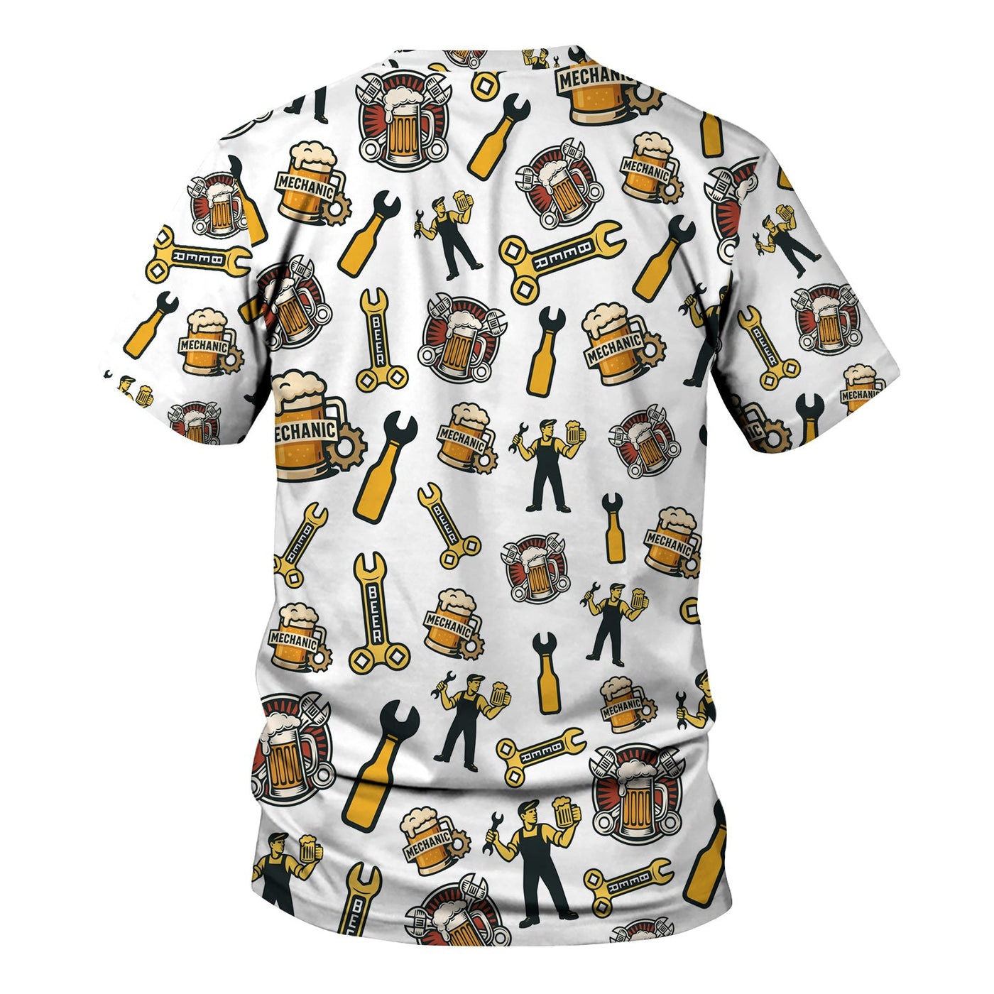 Blisscorners Mechanic T-Shirt Beer and Wrench Funny Pattern Design Shirt Mechanic Gift For Men