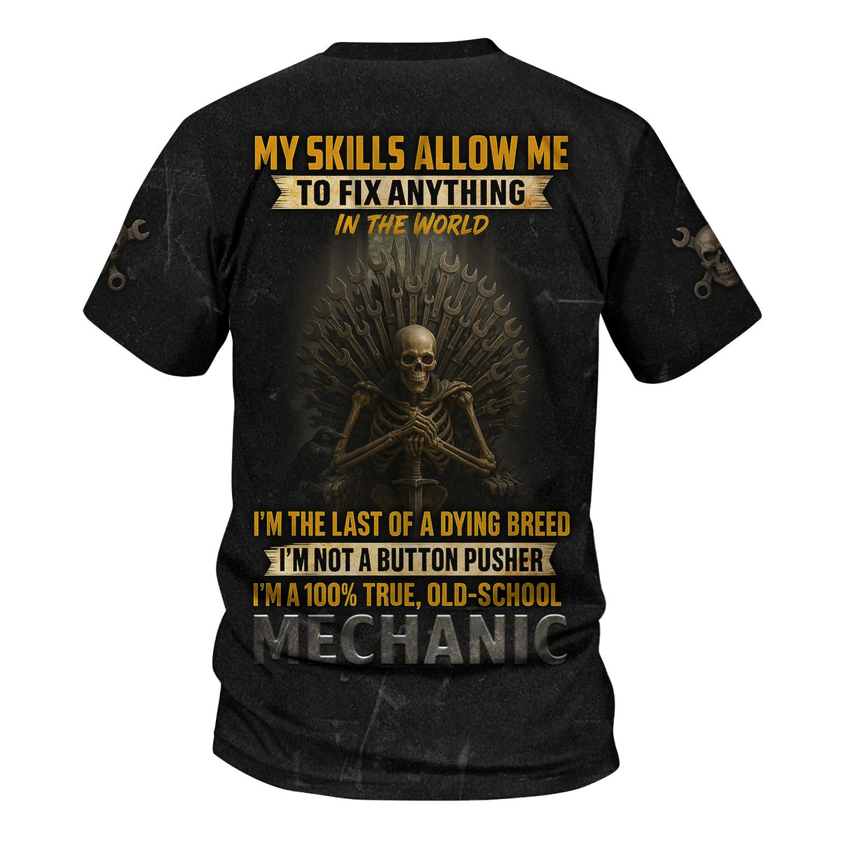 Blisscorners Custom Name Funny Mechanic T Shirt My Skills Allow Me To Fix Anything In The World Shirt For Mechanic