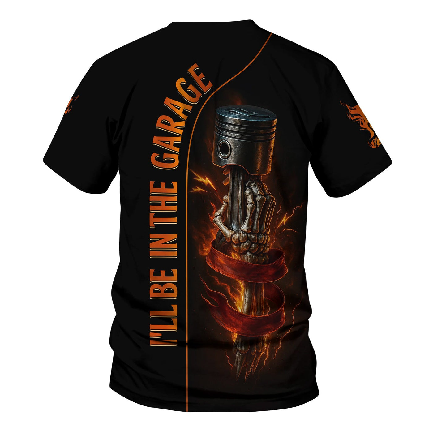 Blisscorners Personalized Mechanic Shirt, I'll Be In The Garage, Skull Hand Holding Piston Design, Gift For Men