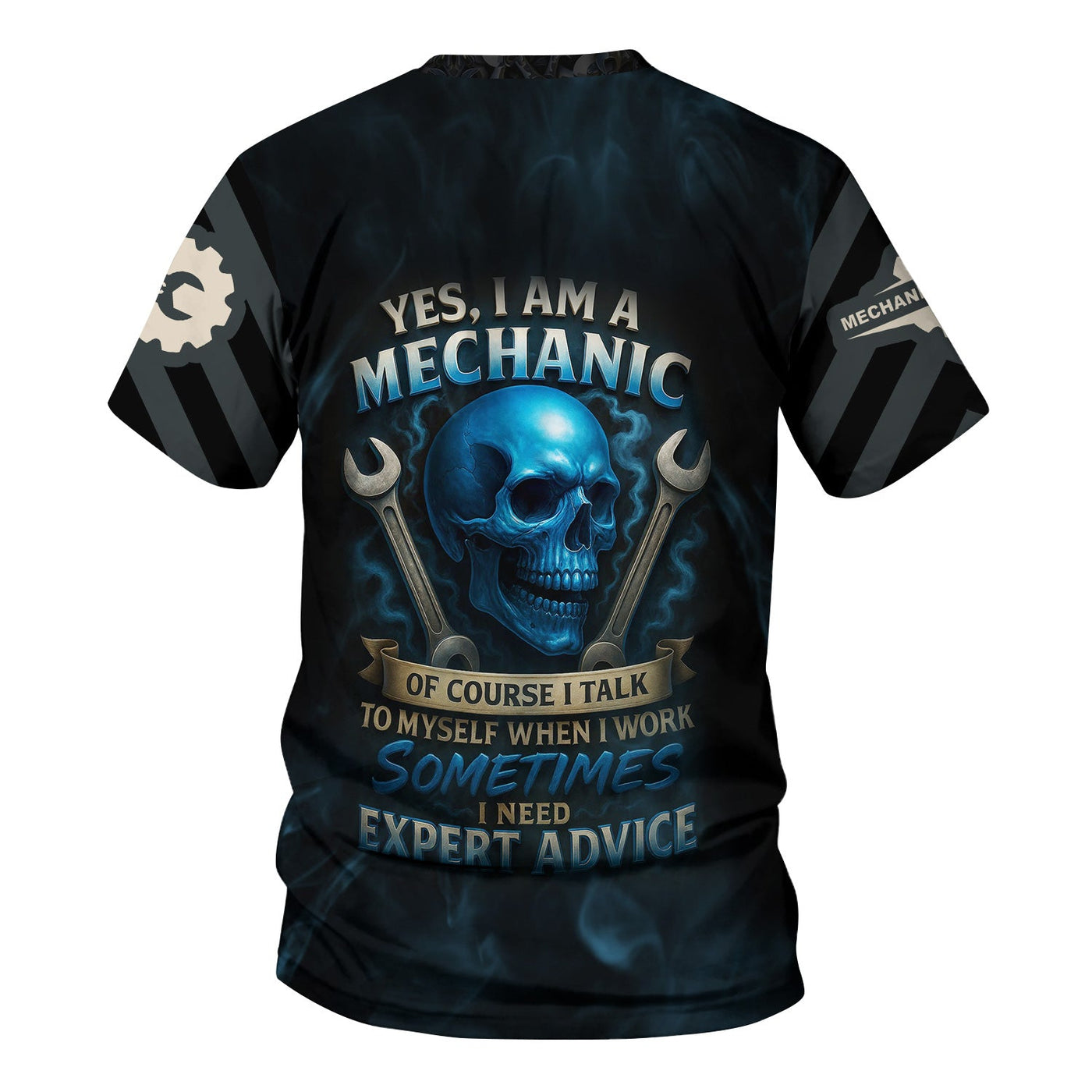 Blisscorners Personalized T-Shirt Yes I Am A Mechanic Of Course I Talk To Myself When I Work Funny Skull Design Shirt