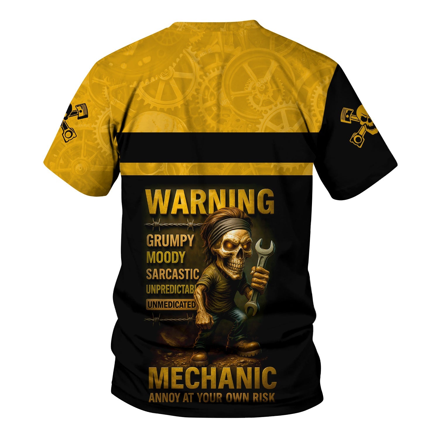 Blisscorners Personalized T-Shirt Warning Grumpy Moody Sarcastic Unpredictable Unmedicated Mechanic Annoy At Your Own Risk Shirt