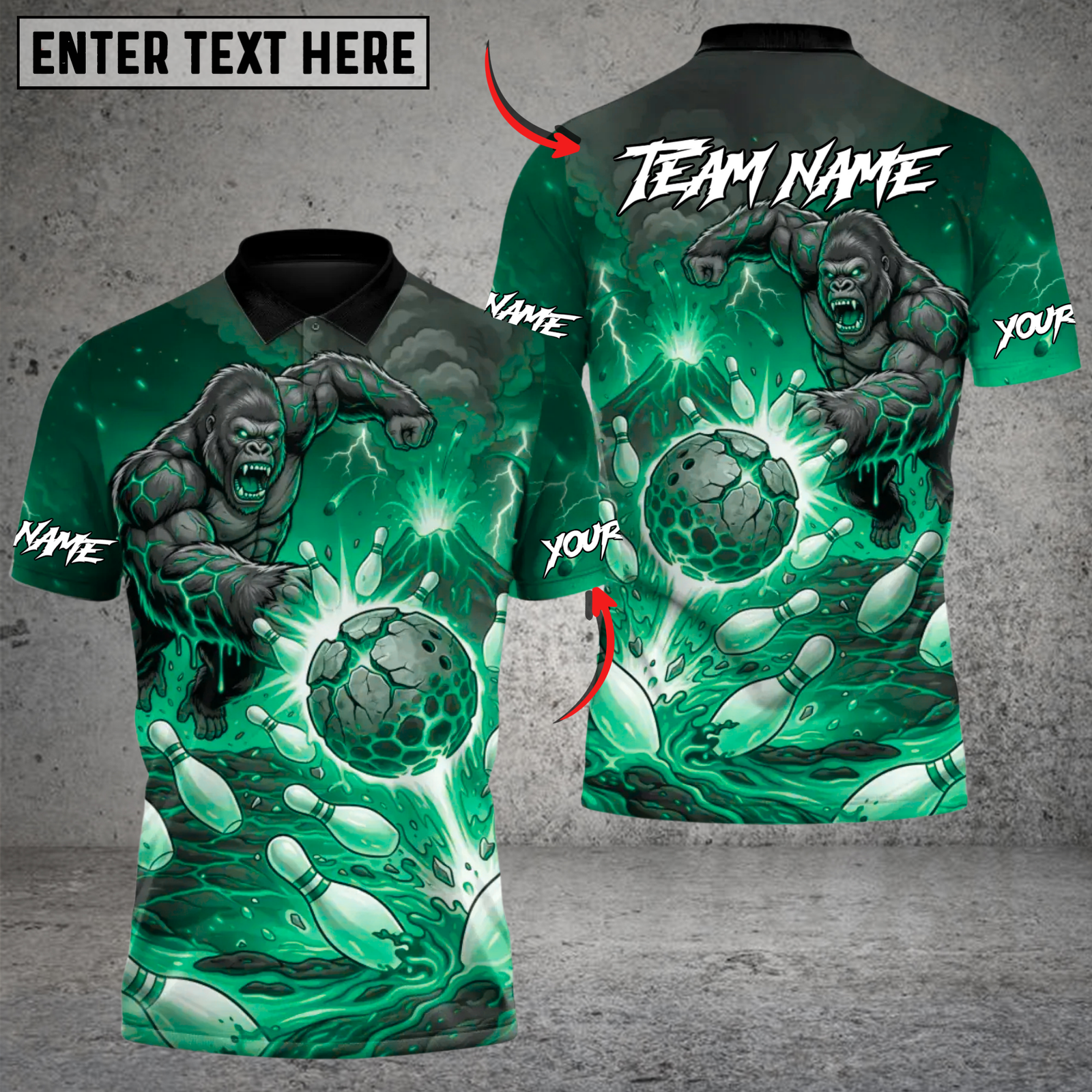 Blisscorners Bowling Electric Gorilla Dominator Of The Arena Multicolor Customized Name, Team Name 3D Shirts