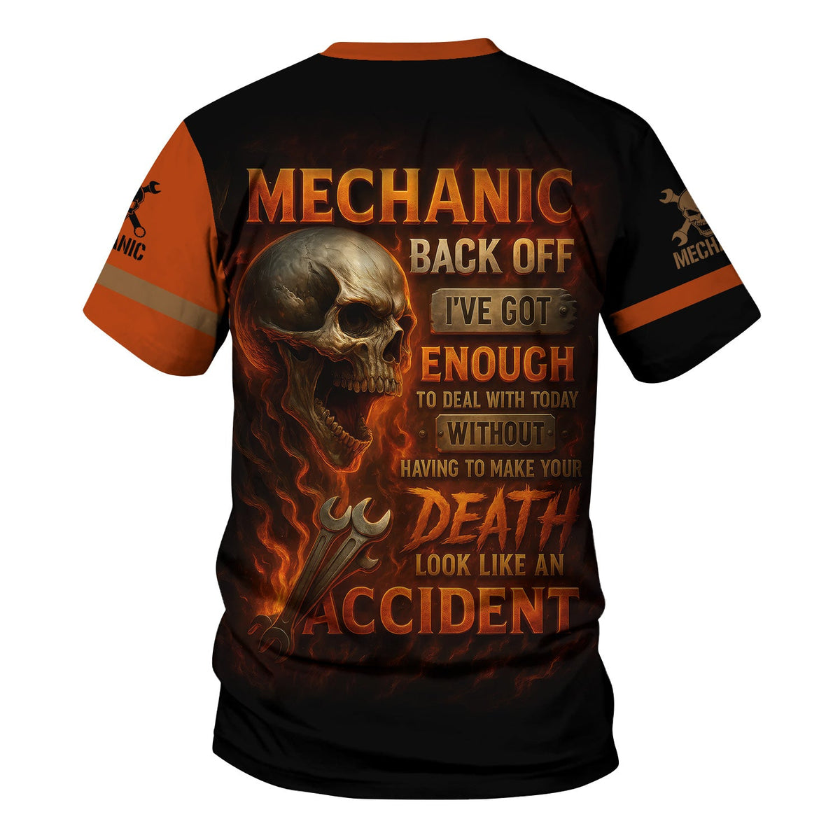 Blisscorners Personalized T-Shirt Back Off I've Got Enough To Deal With Today Grim Reaper Design Shirt For Mechanics