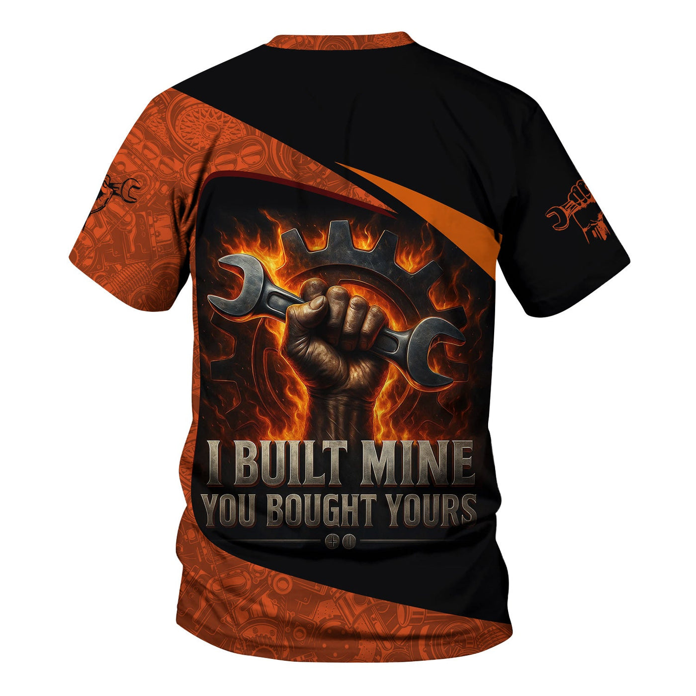 Blisscorners Personalized Mechanic Shirt, I Built Mine You Bought Yours, Flame Design, Gift For Men