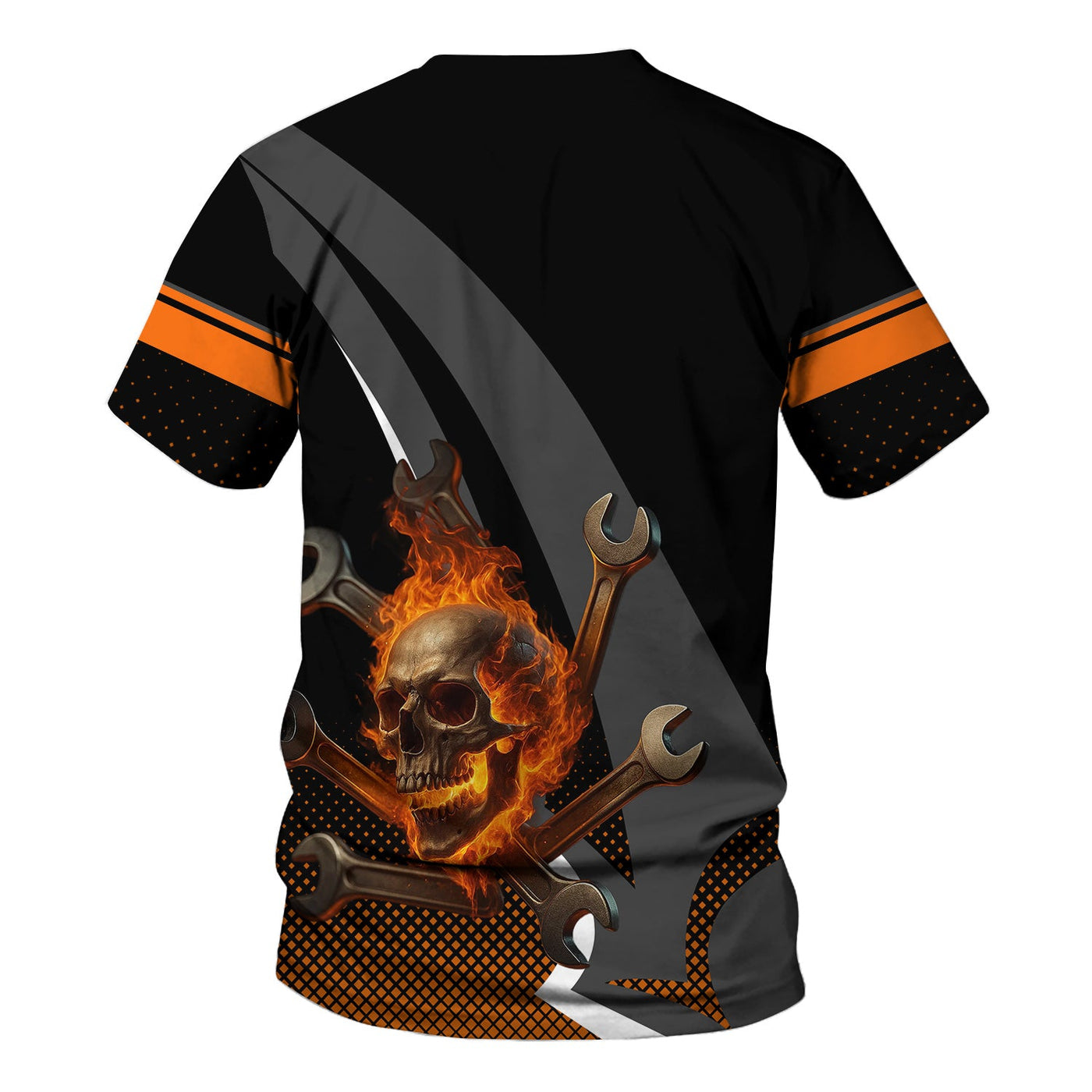 Blisscorners Personalized Mechanic Shirt, Skull Wrenches Flame Design, Mechanic Uniforms, Gift For Men