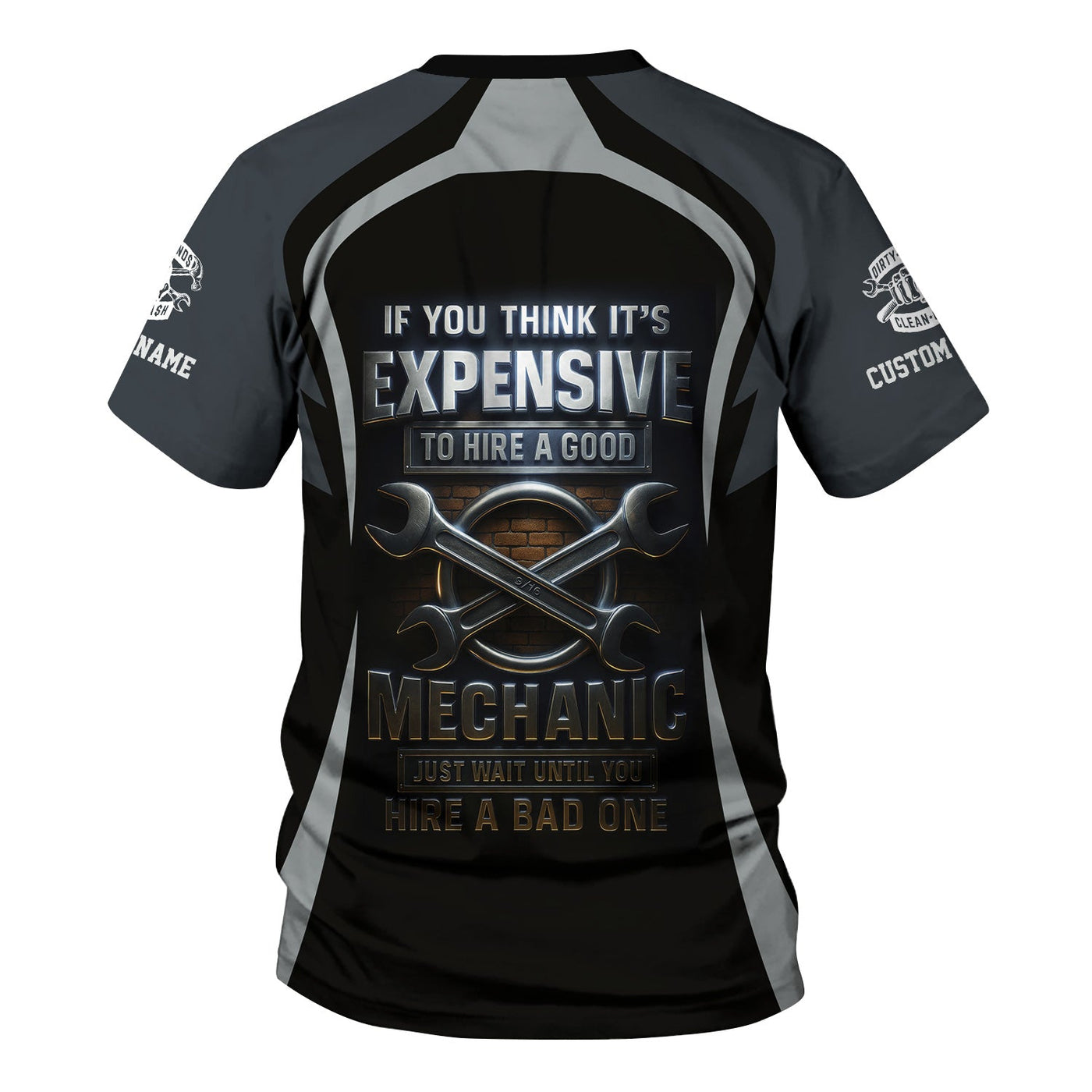 Blisscorners Personalized T-Shirt Just Wait Until You Hire A Bad Mechanic Skull Praying Hand Design Shirt For Mechanics