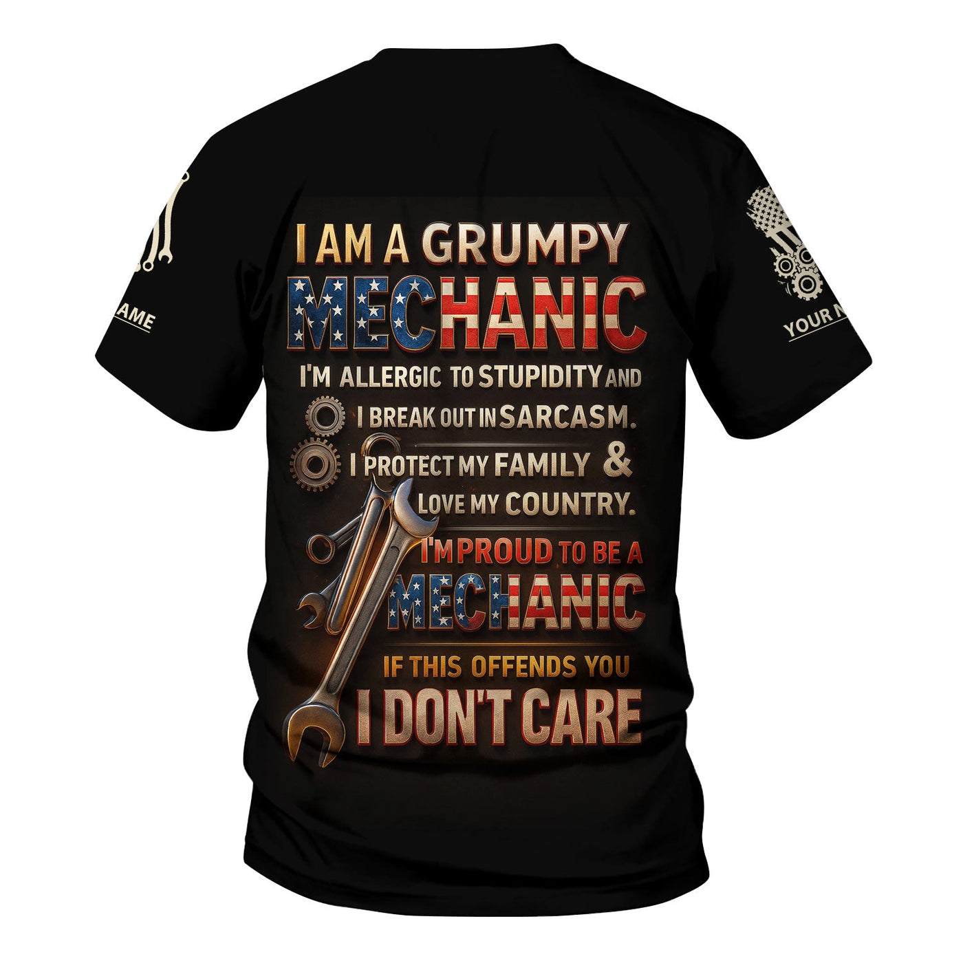 Blisscorners Personalized T-Shirt I'm Proud To Be A Mechanic Love Family And Country USA Flag Design Shirt For Mechanics