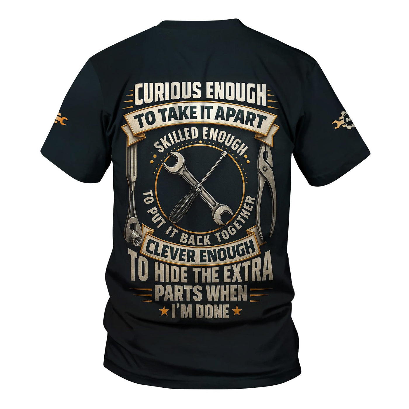 Blisscorners Personalized Mechanic Shirt, Clever Enough To Hide The Extra Parts When I'm Done, Funny Quote Design, Gift For Men