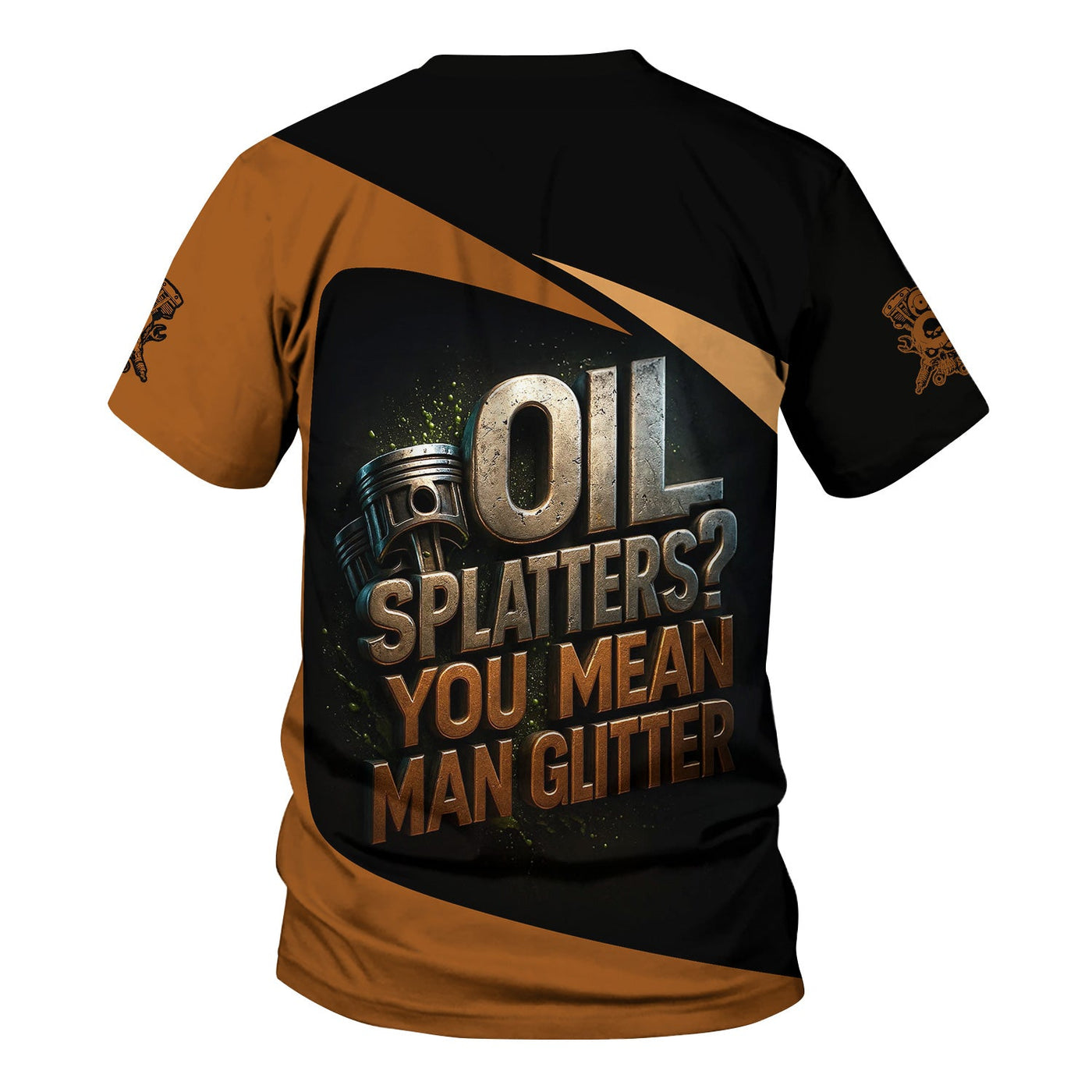 Blisscorners Personalized Mechanic Shirt, Oil Splatters You Mean Man Glitter, Skull Mechanic Design, Gift For Men