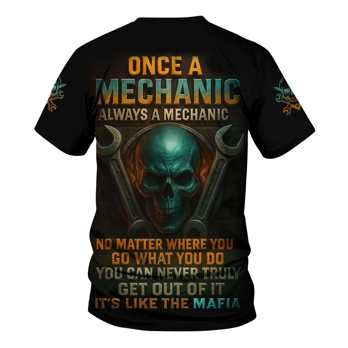 Blisscorners Personalized Mechanic Shirt, Once A Mechanic Always A Mechanic, Skull and Wrench Design, Gift For Men
