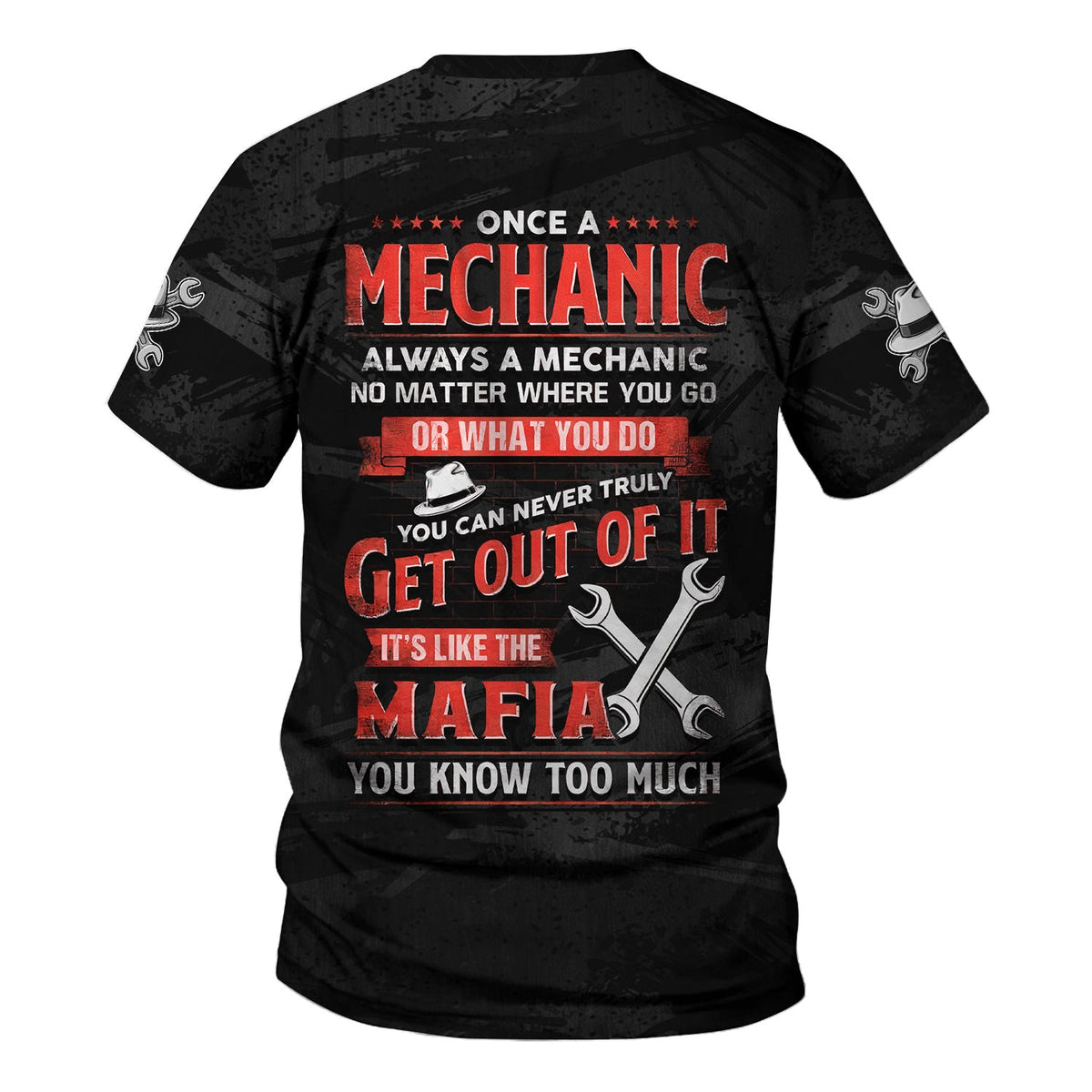 Blisscorners Personalized Mechanic T Shirt Custom Name Funny Auto Repair Garage Workwear Mafia Quote Tee Car Repair Wrench Shirt Gift for Men Dad