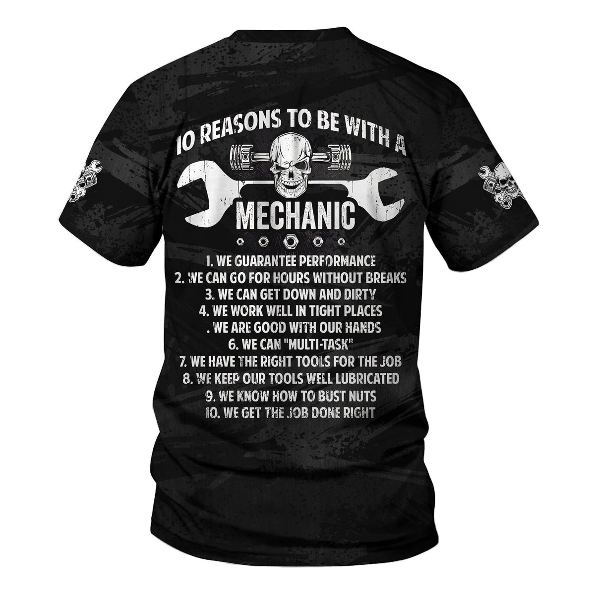 Blisscorners Custom Name Mechanic Shirt 10 Reasons To Be With A Mechanic Skull Wrench Auto Repair Garage Workwear Tee Car Repair Shirt Gift For Men Dad