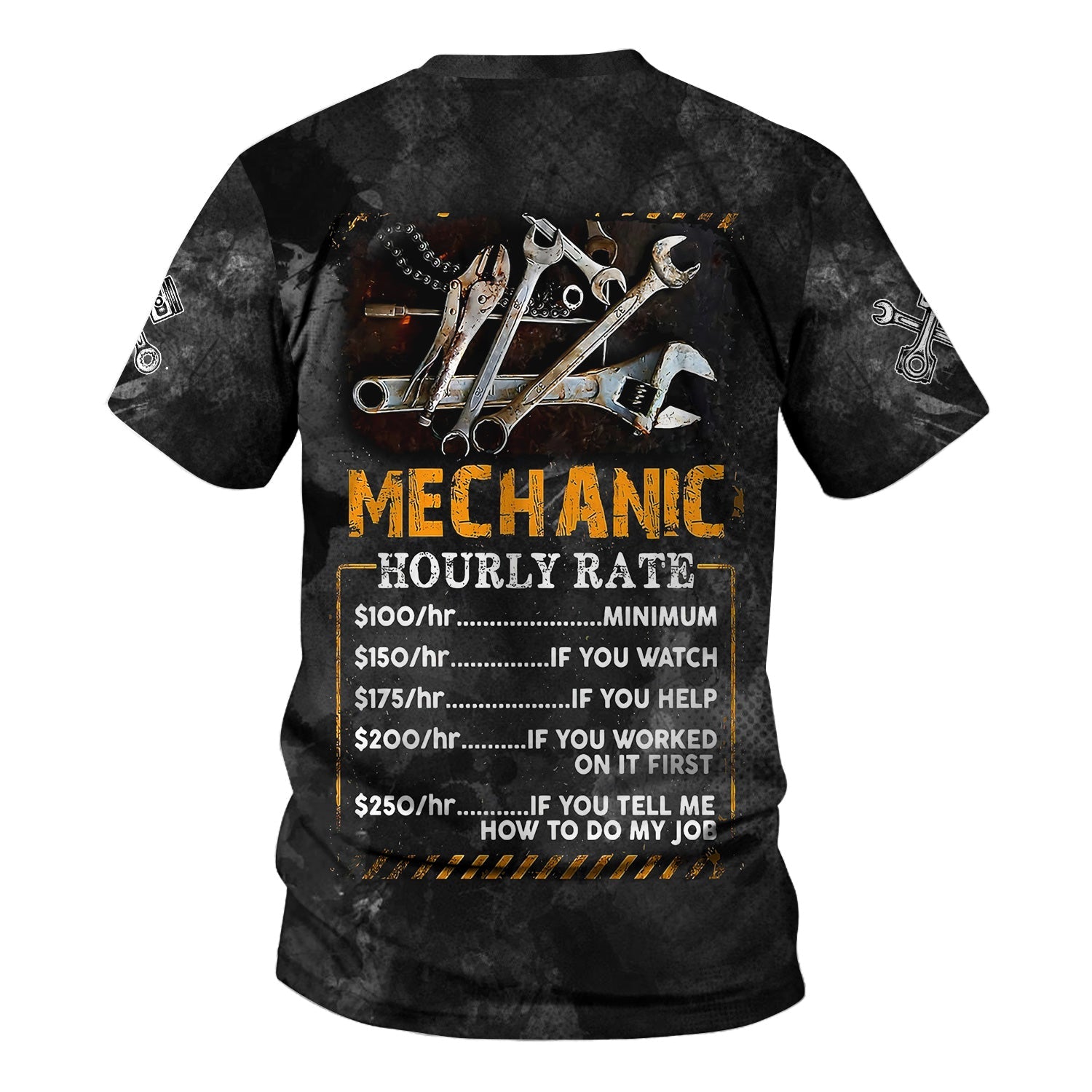 Blisscorners Personalized Mechanic T Shirt Custom Name Hourly Rate Funny Auto Repair Garage Workwear Tee Car Repair Wrench Shirt Gift For Men Dad