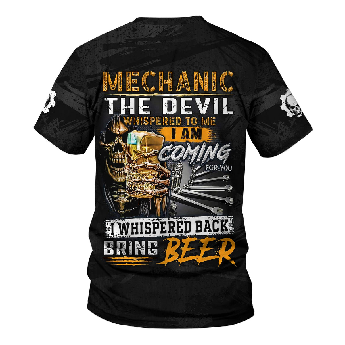 Blisscorners Beer & Mechanic Shirt, The Devil Whispered to Me, I Whispered Back Bring Beer Shirt, Funny Gift for Auto Repair Fans, For Car Lovers