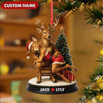 Blisscorners Personalized Acrylic Deer Couple Christmas Ornament - Romantic Holiday Decor for Couples & Wildlife Lovers LM0110