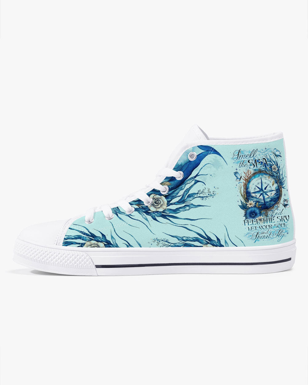 BLISSCORNERS SMELL THE SEA AND FEEL THE SKY HIGH TOP CANVAS SHOES
