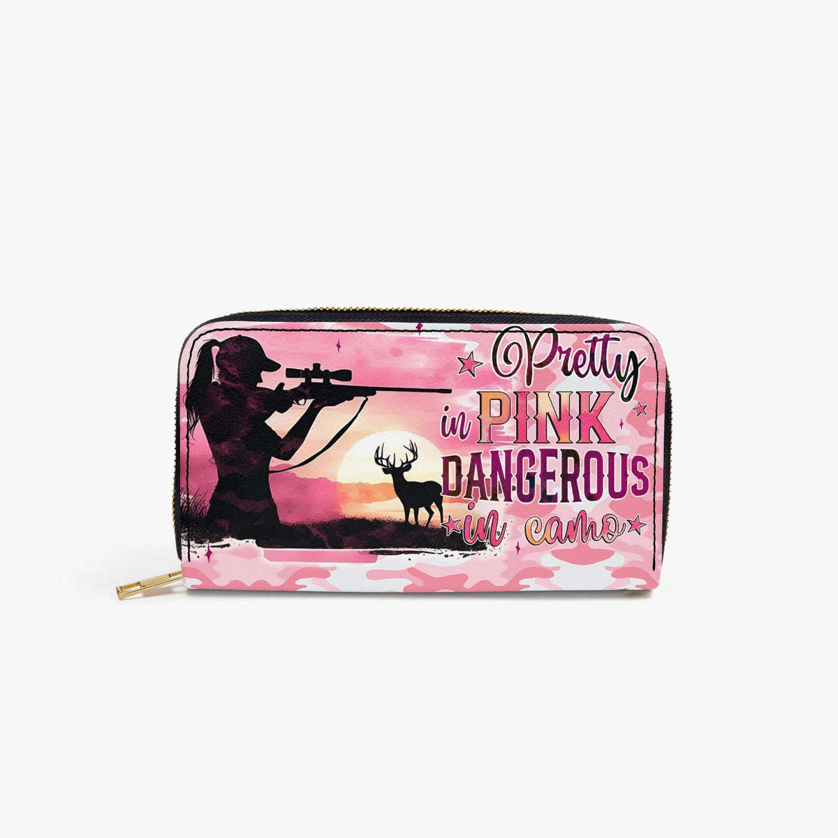 BLISSCORNERS PRETTY IN PINK HUNTING  ZIPPER LEATHER WALLET