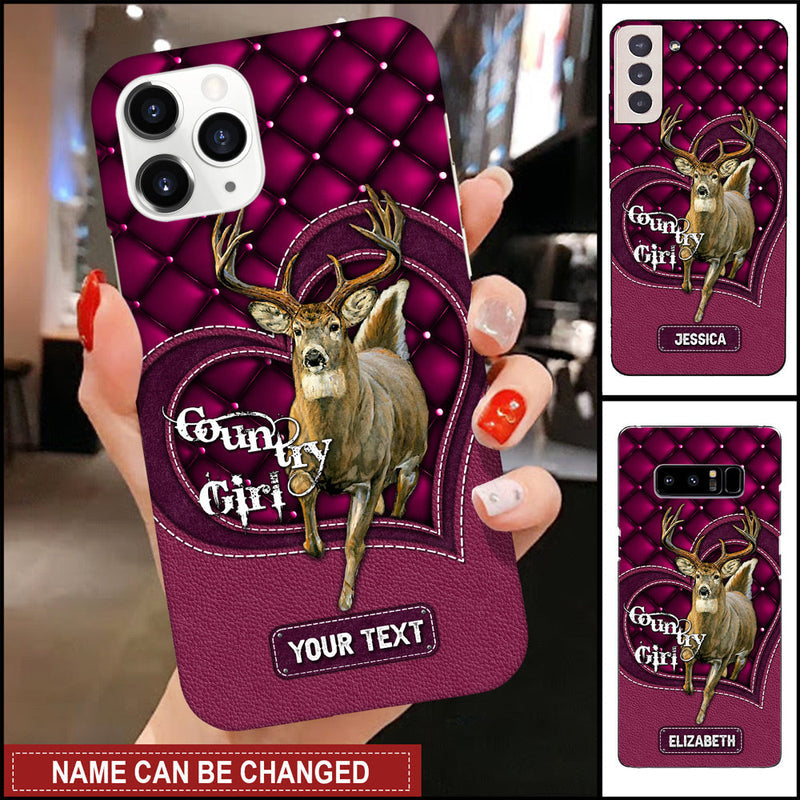 Blisscorners Country Girl Deer Hunting Personalized Name Phone Case LM1012
