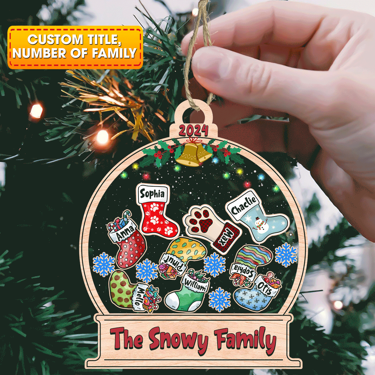 Blisscorners Personalized Shaker Ornament - Our Family - Custom Shaker Ornament2D Flat LM2211