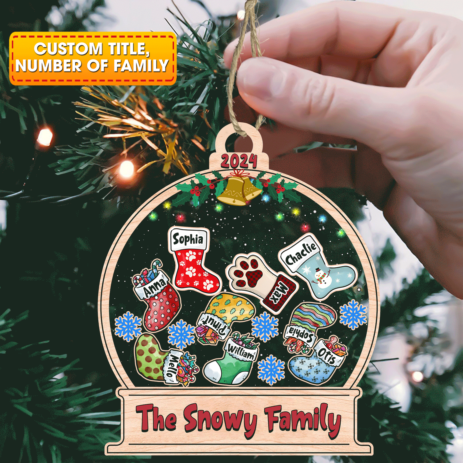 Blisscorners Personalized Shaker Ornament - Our Family - Custom Shaker Ornament2D Flat LM2211