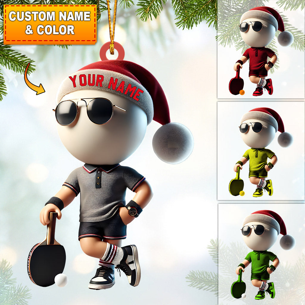 Blisscorners Ping Pong Player Decor Christmas Ornament, Personalized Ornament2D Flat LM2211