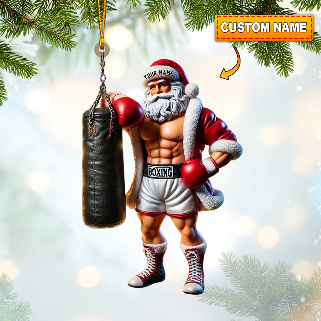 Blisscorners Boxing Santa Christmas Home Decor Christmas Ornament, Personalized Ornament2D Flat LM2211