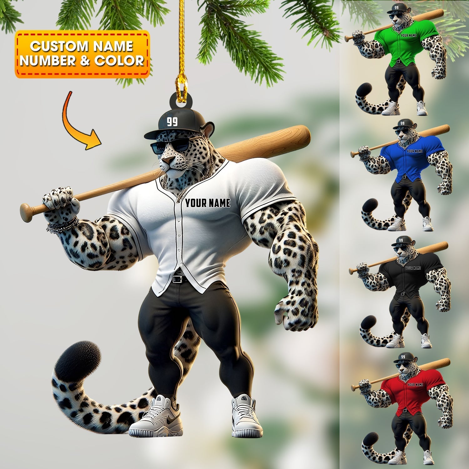 Blisscorners Baseball Leopard Christmas Ornament, Personalized Ornament2D Flat LM2211