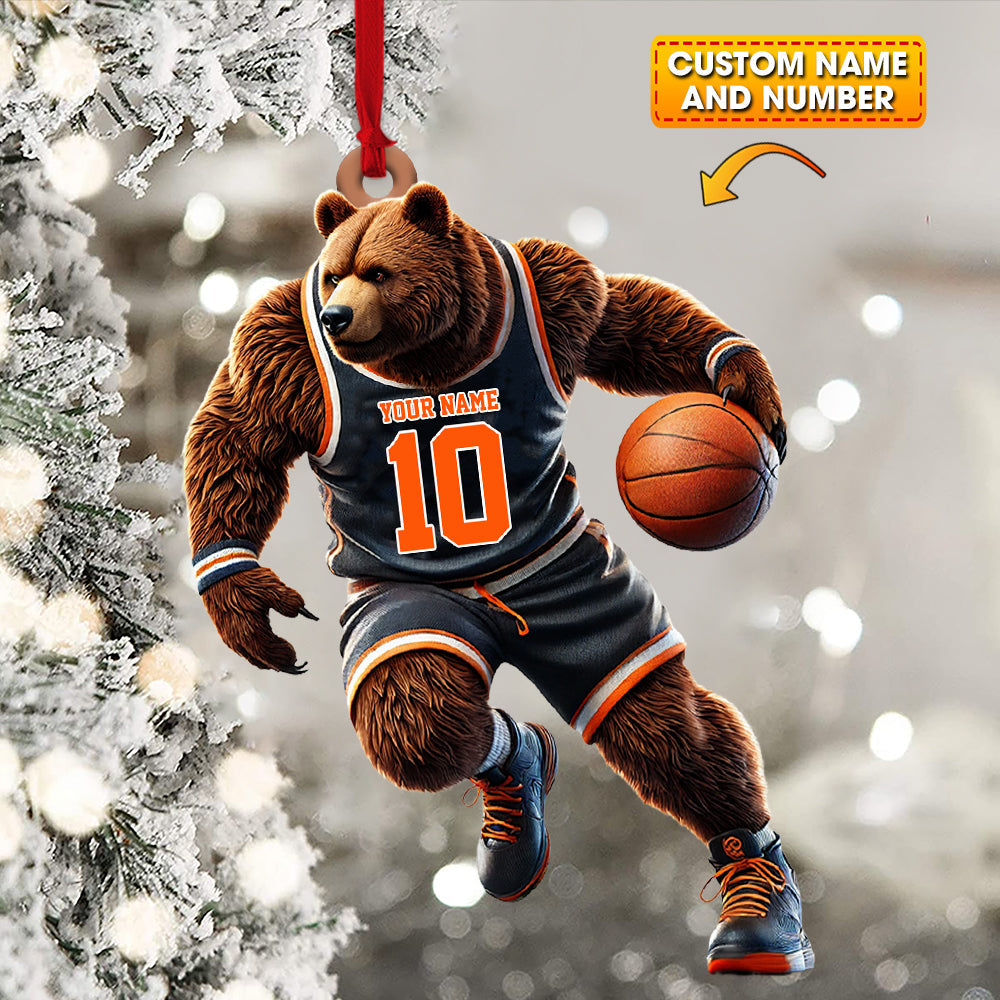 Blisscorners Custom Ornament, Basketball Bear Ornament, Christmas Decor2D Flat LM2211